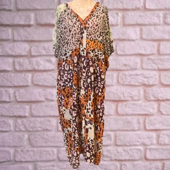 Cabi Multicolor Leopard Kimono Style Midi Dress - Picture 8 of 16